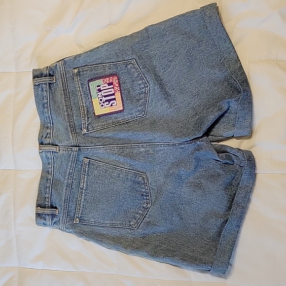 Don't stop women's vintage high-rise leather patches size 7/8 cuffed jean shorts - Picture 10 of 14